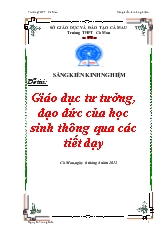 Tiểu luận Giáo dục tư tưởng, đạo đức cho học sinh thông qua các tiết dạy
