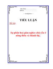 Tiểu luận Sự phân hoá giàu nghèo chủ yếu ở nông thôn và thành thị