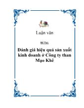 Đánh giá hiệu quả sản xuất kinh doanh ở Công ty than Mạo Khê
