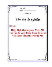 Hiệp định thương mại Việt- Mỹ với vấn đề xuất khẩu hàng hoá của Việt Nam sang thị trường Mỹ