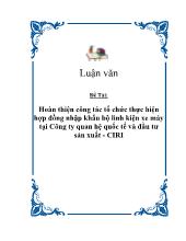 Hoàn thiện công tác tổ chức thực hiện hợp đồng nhập khẩu bộ linh kiện xe máy tại Công ty quan hệ quốc tế và đầu tư sản xuất - CIRI