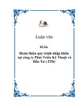 Hoàn thiện quy trình nhập khẩu tại công ty Phát Triển Kỹ Thuật và Đầu Tư ( ITD)
