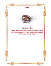 Hoàn thiện ứng dụng trade marketing vào hoạt động kinh doanh của Công ty Frieslandcampina Việt Nam từ 2010 - 2020