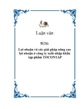 Lợi nhuận và các giải pháp nâng cao lợi nhuận ở công ty xuất nhập khẩu tạp phẩm TOCONTAP
