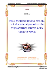 Phân tích ảnh hưởng của giá cả và chất lượng đến tiêu thụ sản phẩm iphone 4 của công ty Apple