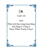 Phân tích thực trạng hoạt động bán hàng ở Công ty Dược Phẩm Trung Ương I
