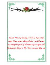 Phương hướng biện pháp nâng cao hiệu quả của công tác quản lý vốn sản hiệu quả sản xuất kinh doanh Công ty 20 - Tổng cục xuấ hậu cần