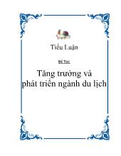 Tăng trưởng và phát triển ngành du lịch