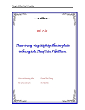 Thực trạng và giải pháp đầu tư phát triển ngành Thuỷ Sản Việt Nam