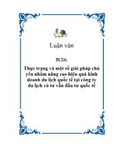 Thực trạng và một số giải pháp chủ yếu nhằm nâng cao hiệu quả kinh doanh du lịch quốc tế tại công ty du lịch và tư vấn đầu tư quốc tế