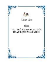 Vai trò và nội dung của hoạt động xuất khẩu