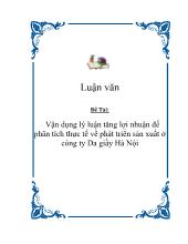 Vận dụng lý luận tăng lợi nhuận để phân tích thực tế về phát triển sản xuất ở công ty Da giầy Hà Nội