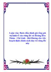 Luận văn Bước đầu đánh giá tổng giá trị kinh tế rừng Dẻ xã Hoàng Hoa Thám - Chí Linh - Hải Dương cho việc hoạch định chính sách duy trì rừng Dẻ này