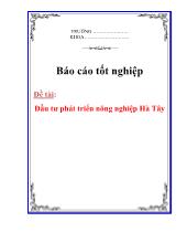 Luận văn Đầu tư phát triển nông nghiệp Hà Tây
