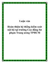 Luận văn Hoàn thiện hệ thống kiểm soát nội bộ tại trường Cao đẳng Sư phạm Trung ương TPHCM