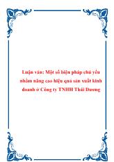 Luận văn Một số biện pháp chủ yếu nhằm nâng cao hiệu quả sản xuất kinh doanh ở Công ty TNHH Thái Dương