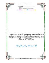 Luận văn Một số giải pháp phát triển hoạt động bán hàng bằng hình thức thương mại điện tử tại Việt Nam