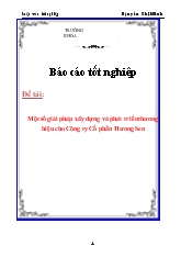 Luận văn Một số giải pháp xây dựng và phát triển thương hiệu cho Công ty Cổ phần Hương Sen