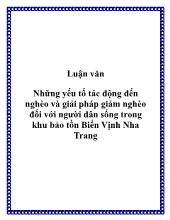 Luận văn Những yếu tố tác động đến nghèo và giải pháp giảm nghèo đối với người dân sống trong khu bảo tồn Biển Vịnh Nha Trang