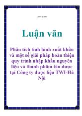 Luận văn Phân tích tình hình xuất khẩu và một số giải pháp hoàn thiện quy trình nhập khẩu nguyên liệu và thành phẩm tân dược tại Công ty dược liệu TWI-Hà Nội