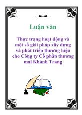 Luận văn Thực trạng hoạt động và một số giải pháp xây dựng và phát triển thương hiệu cho Công ty Cổ phần thương mại Khánh Trang