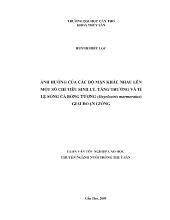 Ảnh hưởng của các độ mặn khác nhau lên một số chỉ tiêu sinh lý, tăng trưởng và tỉ lệ sống cá bống tượng (Oxyeleotris marmoratus) giai đoạn giống