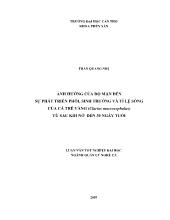 Ảnh hưởng của độ mặn đến sự phát triển phôi, sinh trưởng và tỉ lệ sống của cá trê vàng (clarias macrocephalus) từ sau khi nở đến 30 ngày tuổi