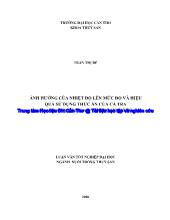 Ảnh hưởng của nhiệt độ lên mức độ và hiệu quả sử dụng thức ăn của cá tra (pangasius hypophthalmus) giai đoạn giống