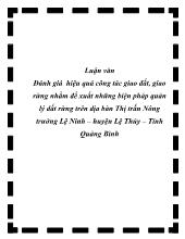 Đánh giá hiệu quả công tác giao đất, giao rừng nhằm đề xuất những biện pháp quản lý đất rừng trên địa bàn Thị trấn Nông trường Lệ Ninh – huyện Lệ Thủy – Tỉnh Quảng Bình