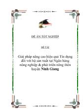 Giải pháp nâng cao hiệu quả tín dụng đối với hộ sản xuất tại Ngân hàng nông nghiệp & phát triển nông thôn huyện Ninh Giang