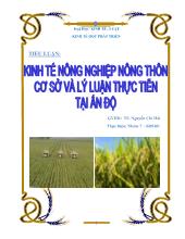 Kinh tế nông nghiệp nông thôn cơ sở và lý luận thực tiễn tại Ấn Độ