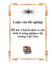 Luận văn Tốt nghiệp chuyển dịch cơ cấu kinh tế nông nghiệp Việt Nam từ trước năm 1985-1988 tới nay