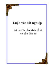 Luận văn Tốt nghiệp Cơ cấu kinh tế và cơ cấu đầu tư