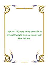 Luận văn Ứng dụng những quan điểm tư tưởng thời đại giải thích các hạn chế xuất khẩu Việt nam