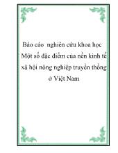Một số đặc điểm của nền kinh tế xã hội nông nghiệp truyền thống ở Việt Nam
