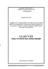 Nghiên cứu ảnh hưởng của một số loại phân hữu cơ vi sinh tới năng suất, hàm lượng NO3 -Của rau cải bắp và hóa tính đất trồng rau tại thị xã hà giang