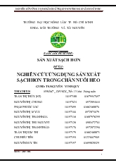 Nghiên cứu ứng dụng sản xuất sạch hơn trong chăn nuôi heo