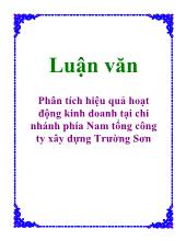 Phân tích hiệu quả hoạt động kinh doanh tại chi nhánh phía Nam tổng công ty xây dựng Trường Sơn