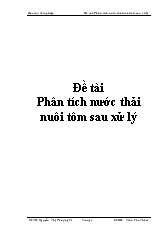 Phân tích nước thải nuôi tôm sau xử lý