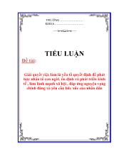 Tiểu luận Giải quyết việc làm là yếu tố quyết định để phát huy nhân tố con ngời, ổn định và phát triển kinh tế