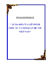 Tiểu luận Kinh tế quốc tế sự ra đời của liên minh châu âu và mối quan hệ với Việt Nam