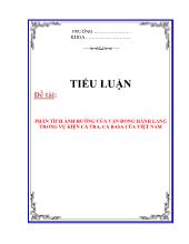 Tiểu luận Phân tích ảnh hưởng của vận động hành lang trong vụ kiện cá tra, cá basa của Việt Nam