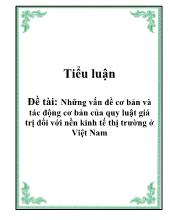 Tiểu luận Quy luật giá trị, cơ chế thị trường và nền kinh tế thị trường