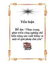 Tiểu luận Thực trạng phát triển công nghiệp chế biến nông sản xuất khẩu và một số giải pháp chủ yếu