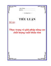 Tiểu luận Thực trạng và giải pháp nâng cao chất lượng xuất khẩu tôm