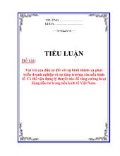 Tiểu luận Vai trò của đầu tư đối với sự hình thành và phát triển doanh nghiệp và sự tăng trưởng của nền kinh tế