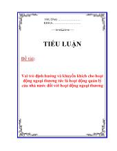 Tiểu luận Vai trò định hướng và khuyến khích cho hoạt động ngoại thương tức là hoạt động quản lý của nhà nước đối với hoạt động ngoại thương