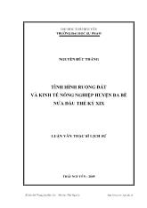 Tình hình ruộng đất và kinh tế nông nghiệp huyện Ba Bể nửa đầu thế kỷ XIX