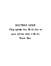 Công nghiệp hóa, đô thị hóa và quan hệ hôn nhân ở đô thị Thanh Hóa