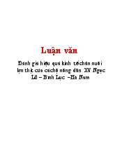 Đánh giá hiệu quả kinh tế chăn nuôi lợn thịt của các hộ nông dân Xã Ngọc Lũ – Bình Lục –Hà Nam